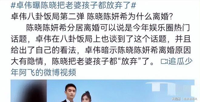 九游娱乐文化：陈晓离婚内幕曝光卓伟爆料夫妻反目两年男方学历高(图4)