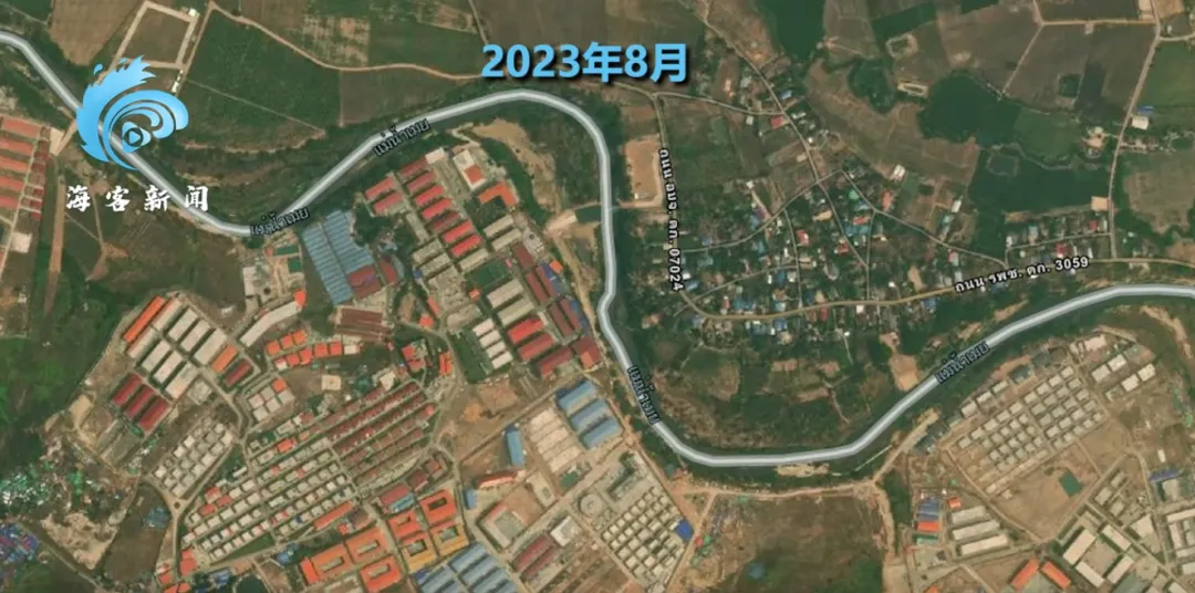 九游娱乐：卫星探秘缅甸妙瓦底：KK园区两年扩大3倍9月仍在扩建豪车比比皆是每隔一段距离都有武装人员站岗；附近类似园区仍在不断扩建蔓延(图5)